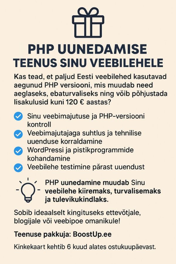 Veebilehe hoolduse kinkekaart